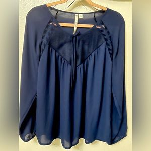 Lauren Conrad Navy Blue Sheer Top